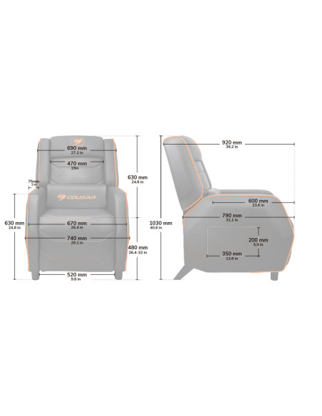 Cougar Ranger S Black Sillón