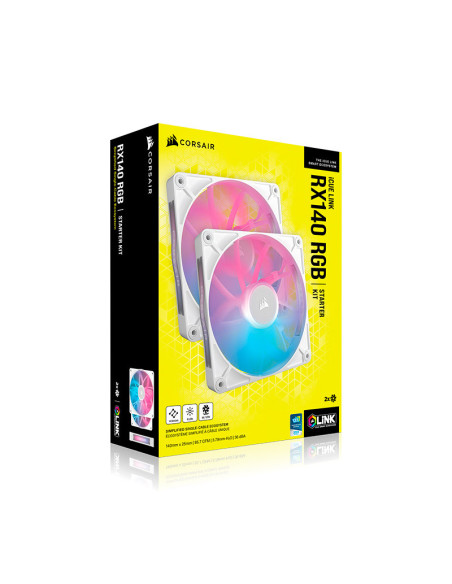 Corsair iCUE LINK RX140 RGB Starter Kit Blanco Pack de 2